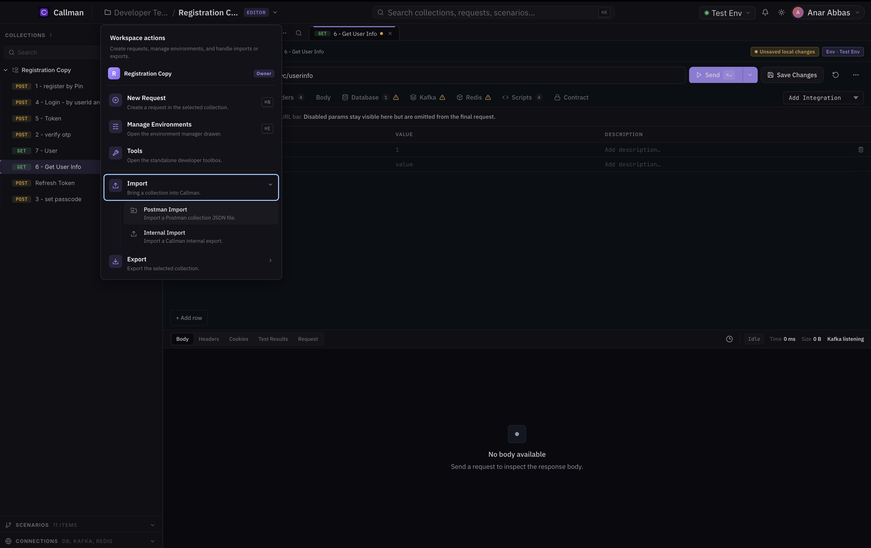 Collection import — importing from another API client in one click.
